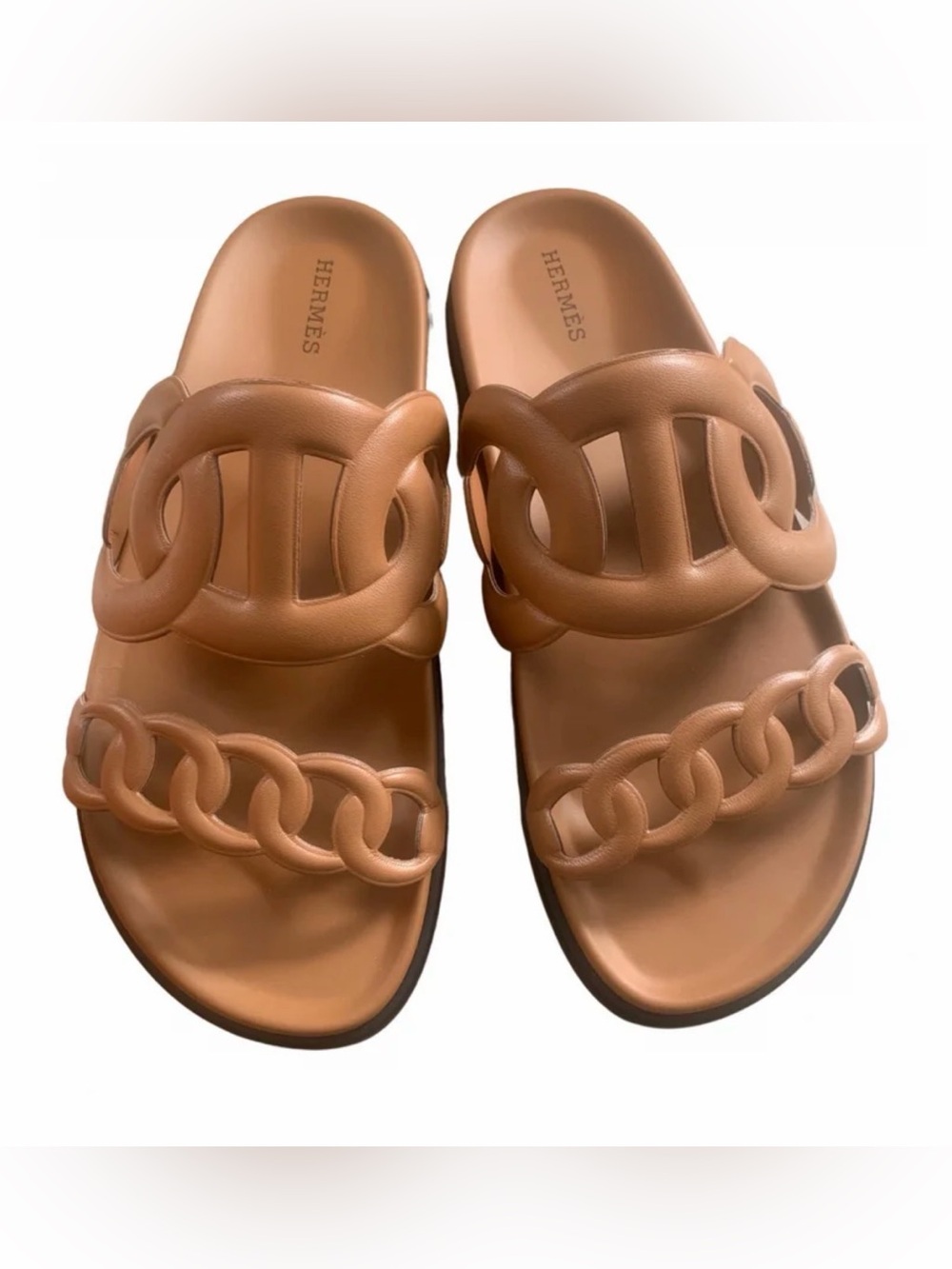Hermes Extra Nappa Leather Women's Brown Sandals, size 40